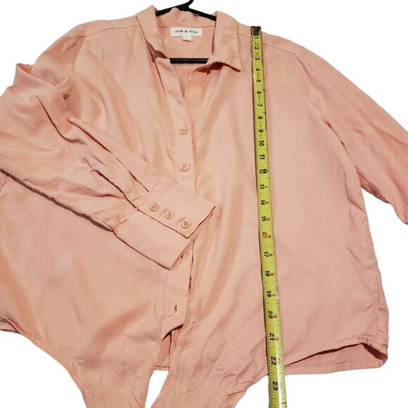 Anthropologie Cloth and Stone Top Womens SMALL Button Up Tie Front Peach Boho - Picture 5 of 7